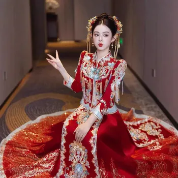 2025 New Xiuhe Clothing Chinese Sets Wedding Dress China Ancient Traditional Hanfu Bridal Gowns Tang Suit Cheongsams