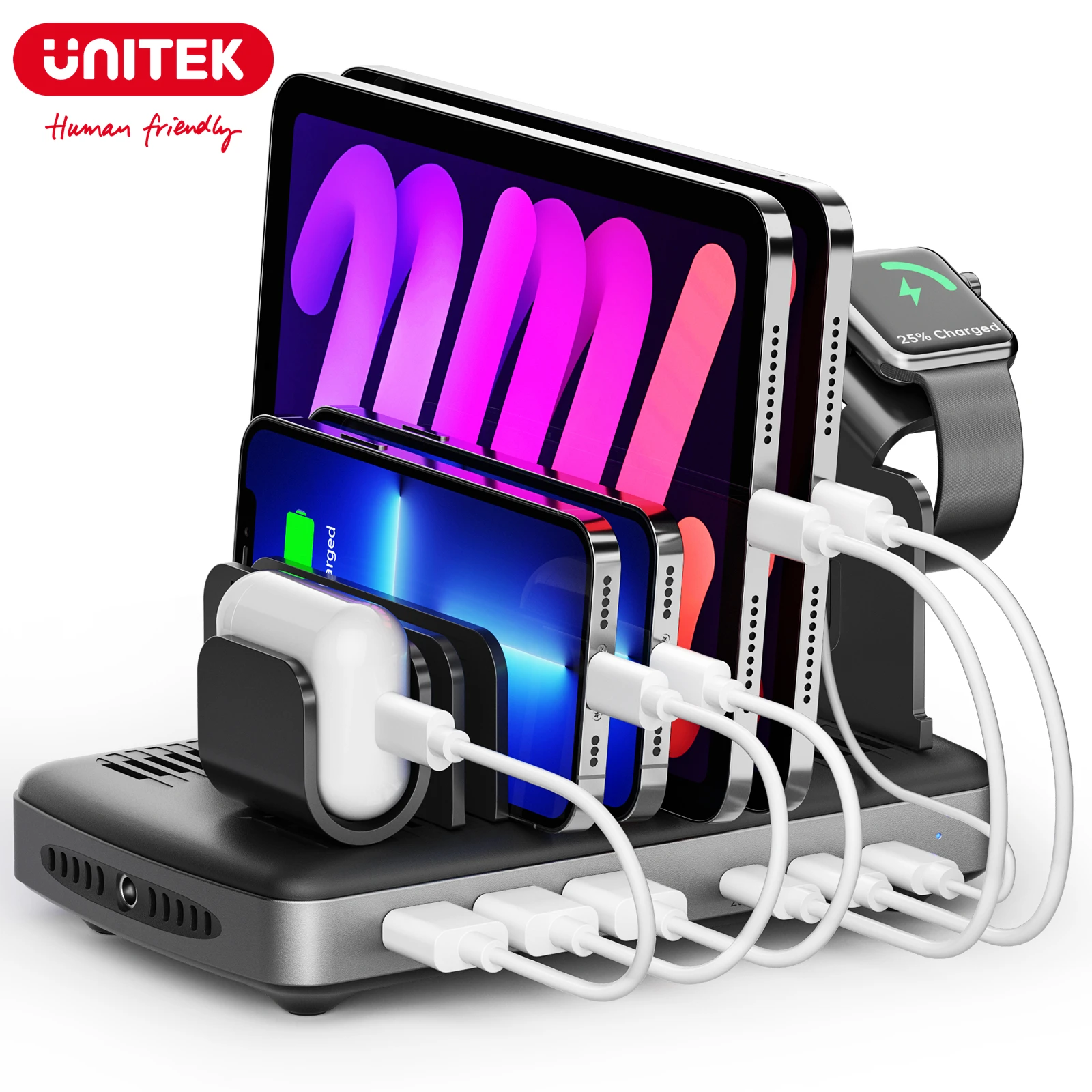 Unitek Usb C Charging Station 120w Fast Charging Stand Type-c Pd 60w 6 Ports Charging For Iphone Ipad Airpods Mobile Phone Chargers - AliExpress