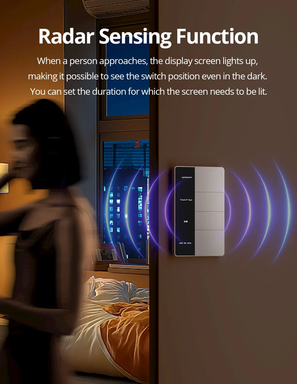 Zemismart Zigbee DIY Name Switch with Display Screen Panel Big Push Button Wall