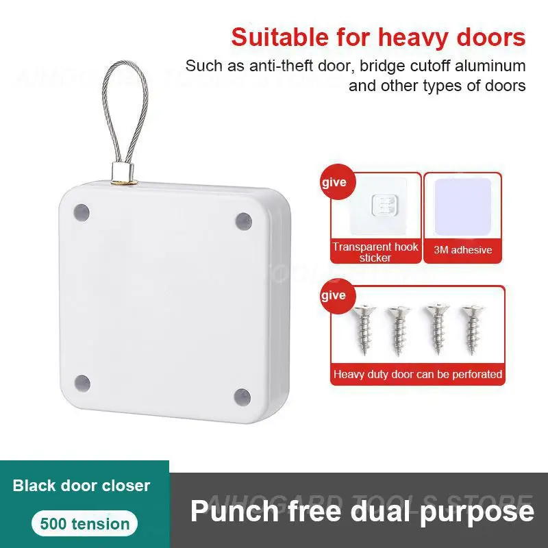 Door Closer Punch-free Automatic Door Closer Automatically Close 500/800/1000g Pull Door Closers For Wooden Sliding Glass Metal 1~5PCS