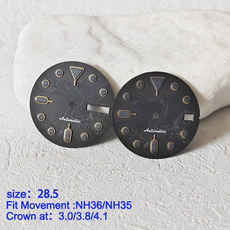 Elegant 28.5mm Men's Watch Dial with Japanese Movement Compatibility