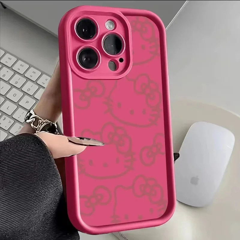 thumbnail image 1 of Sanrio funda de teléfono de Anime para iPhone, 11, 12, 13, 14, 15 Pro Max, X, XS, XR, X, 8, 7 Plus, SE2, funda de silicona, lindo y fresco, Gato de Hello Kitty, 1 of 5