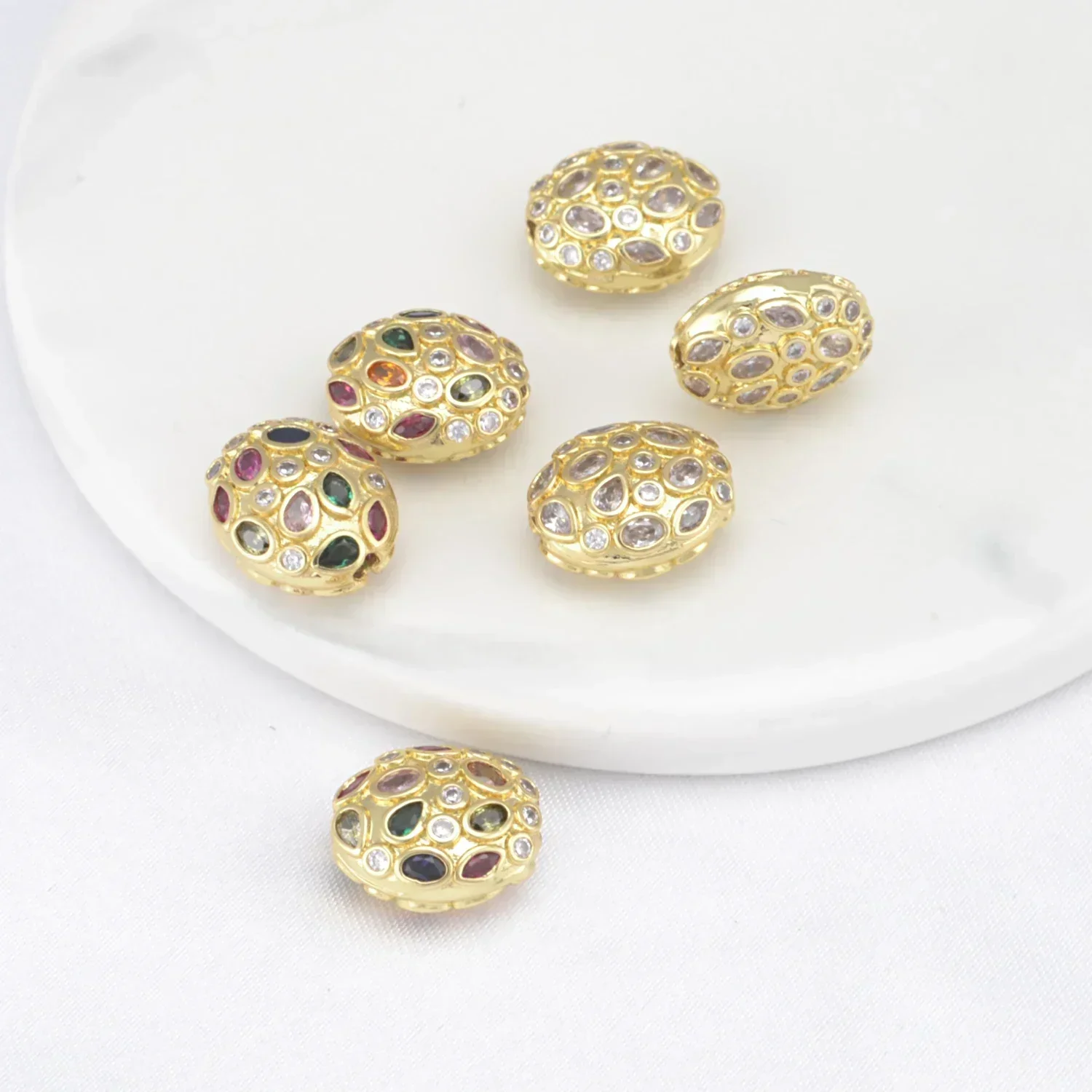 LJRIVER Beads for DIY Handmade Jewelry Making Supplies Zirconia Crystal/Natural Pearl Spacer Bead Necklace Bracelet Making 5 Pcs