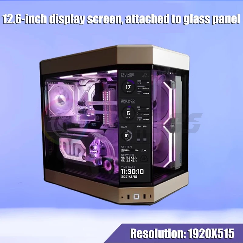 HYTE Y60 Y70    ȭ,  г ÷, 12.6 ġ ǻ ̽, LCD , 1920X515, Aida 64 ̺