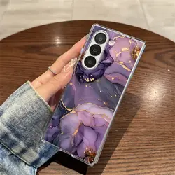 Transparent Soft Phone Cover with Marble Pattern Design - Galaxy Z Fold4 (Mix01)