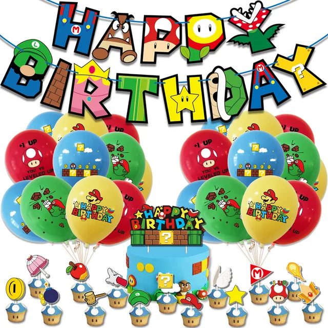 New Cartoon Mario Video Game Themed Balloons Kids Party Supplies Happy  Birthday Banner Latex Balloons Cake Decorations Kids Toys| | - AliExpress