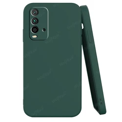 Liquid Silicone Shockproof Phone Case - Soft TPU Bumper Cover for Redmi 9T (Black Green)