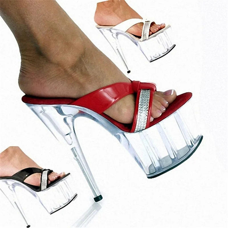 15cm pole dancing shoes, model parties, stage runway heels, sexy transparent dance shoes