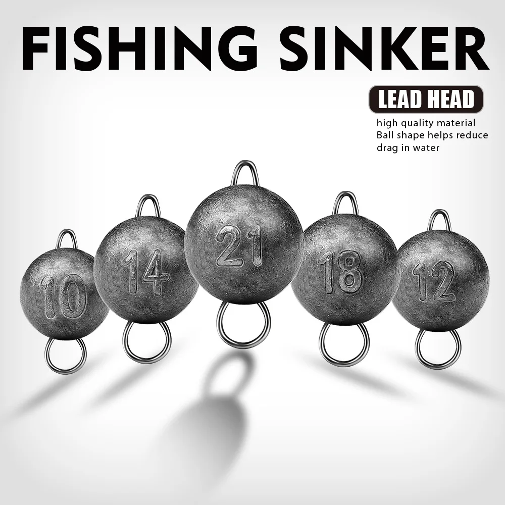 10PC Round Fishing Sinkers Bait Sinker Jig Head Bullet Weights Soft
