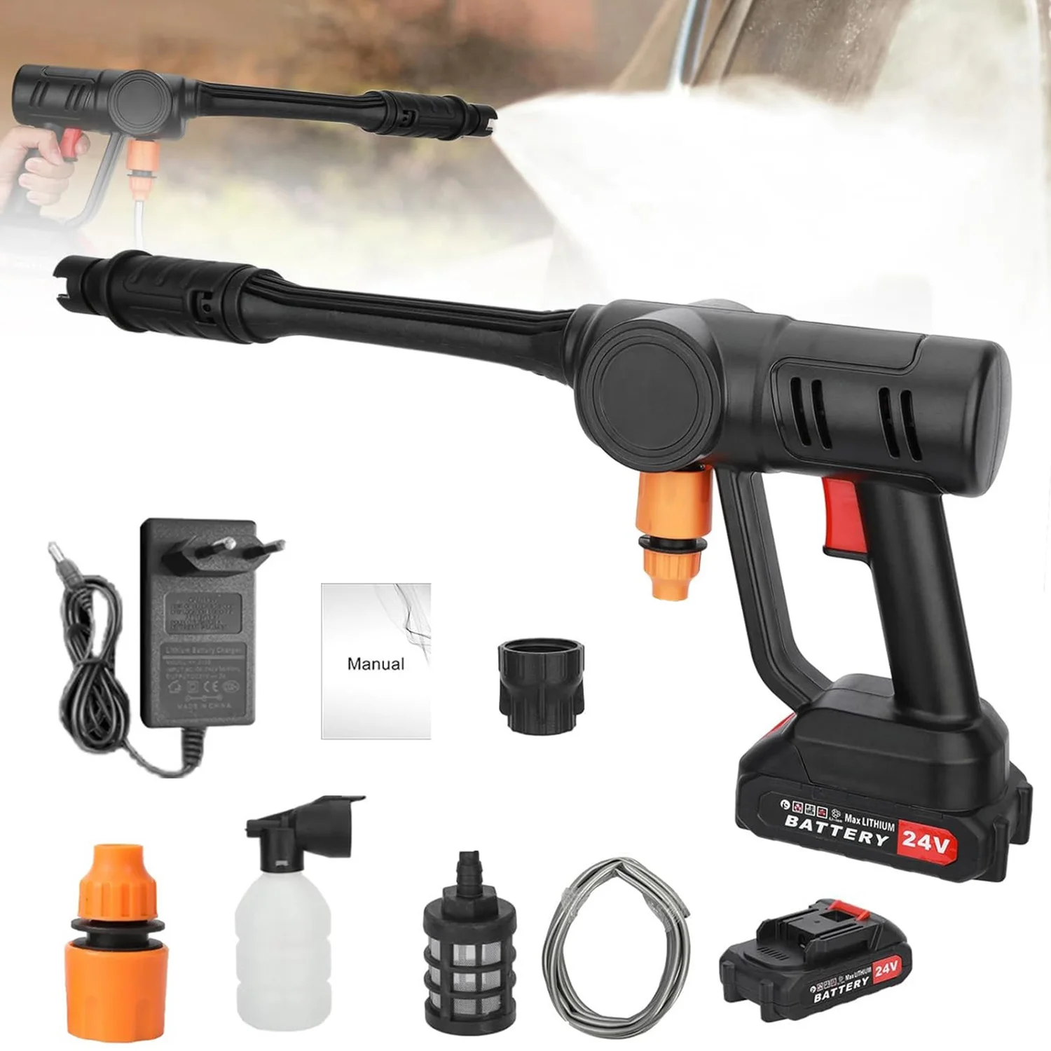 휴대용 충전식 전기 고압 세척기, 세차 물총, 5600mAh 배터리, 청소 기계