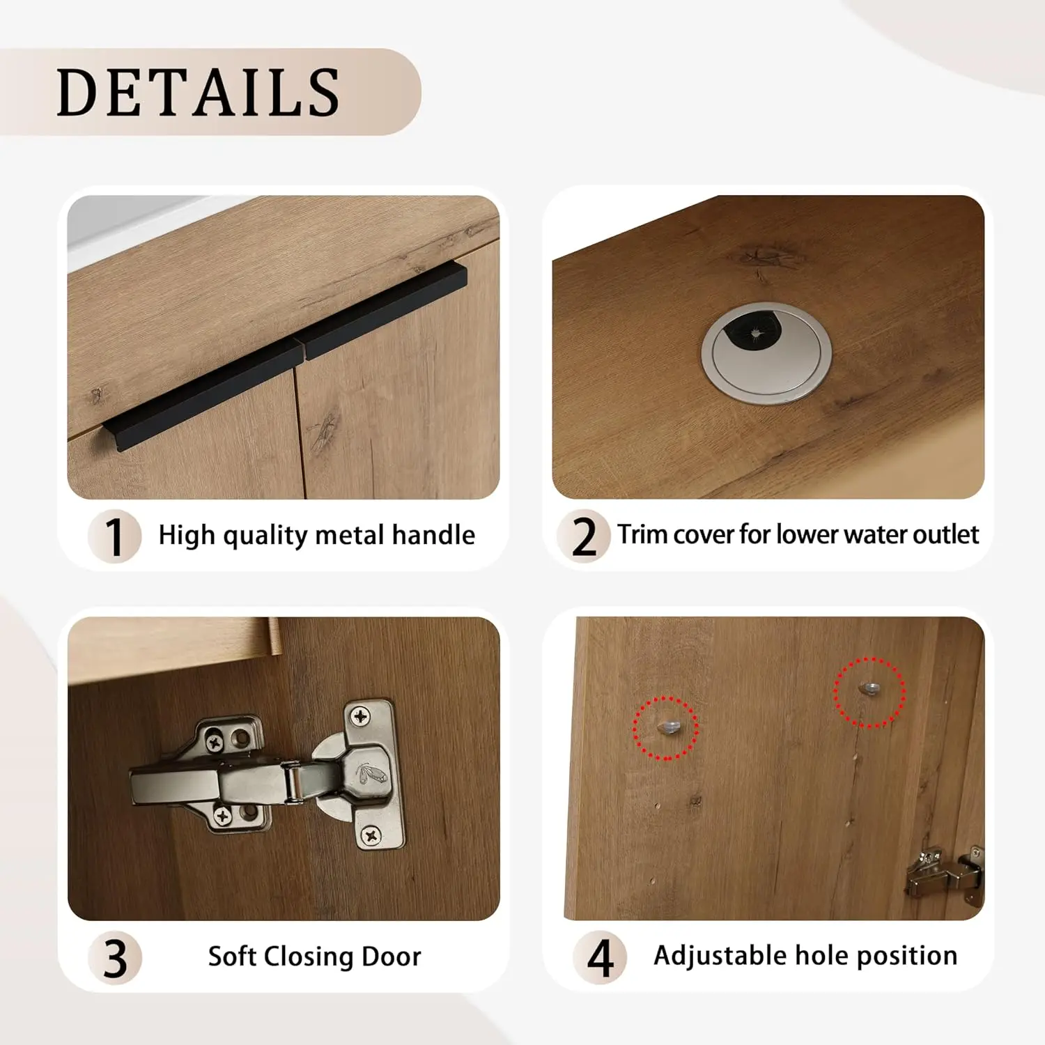 36-Inch Bathroom Vanity with Sink Mid-Century Bathroom Vanities with Top Basin Floor Wood Bathroom Sink Cabinet 6