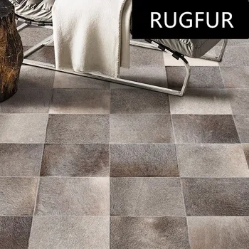 Natural Gray Cow Hide Patchwork Rug CR-33