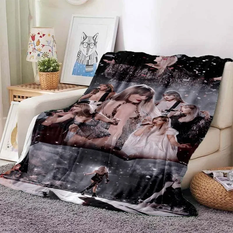 

Female Singer Taylors Swifts Pattern Blanket Star Art Flannel Thin Blanket Portable Home Travel Office Lunch Break Blanket