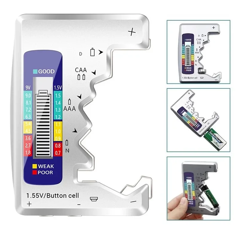 Digital Battery Tester LCD Display AA/AAA/9V/1.5V Button Cell Battery Capacity Upgraded Tester Button Batteries