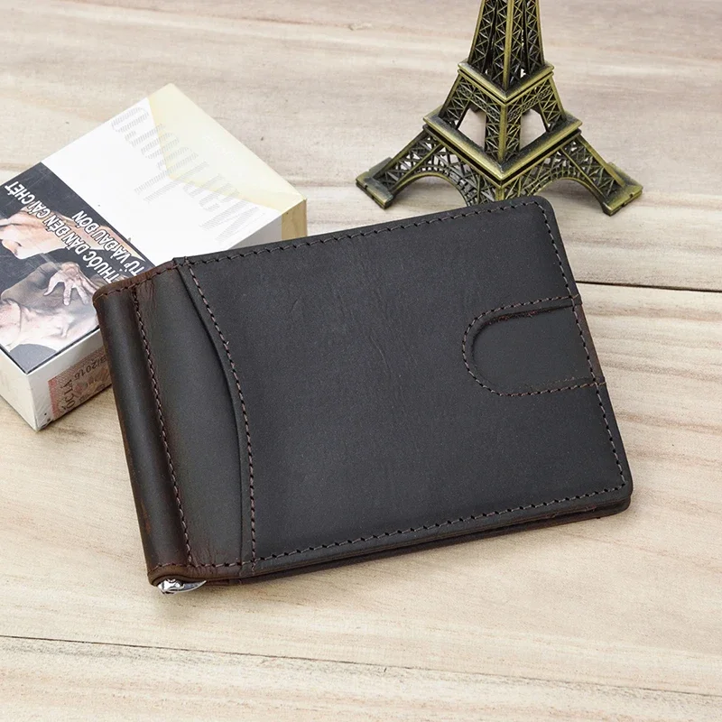 Genuine Leather Money Clip Wallet for Men