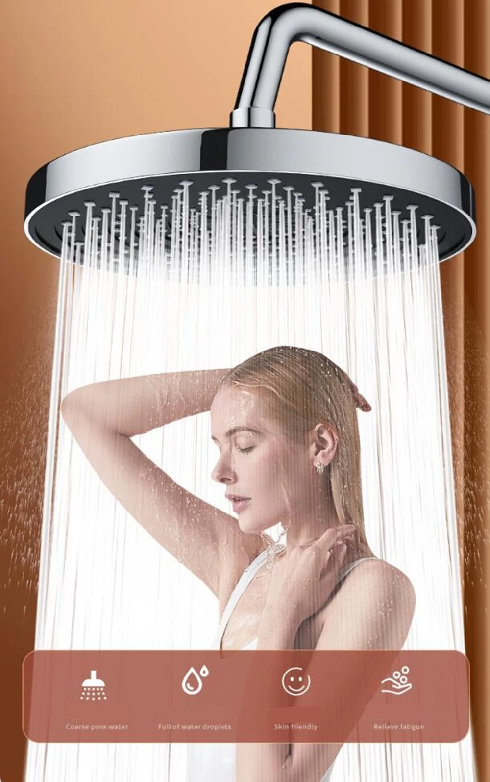 10inchBigPanelRainfallShowerHeadHighPressureShowerHeadWater