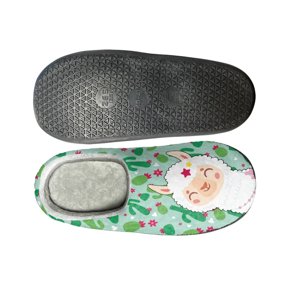 Lovely Alpaca Design Winter Cotton Slppers Casual Women Flats Indoor Non Slip Slides Print On Demand Warm Cozy Men's Slippers