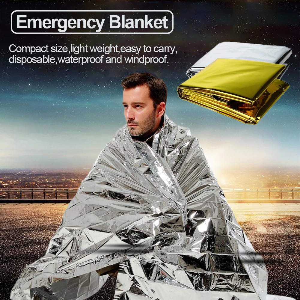 Comprar Manta de supervivencia de emergencia para exteriores, impermeable,  primeros auxilios SOS, cortina de rescate dorada y plateada, manta térmica  militar