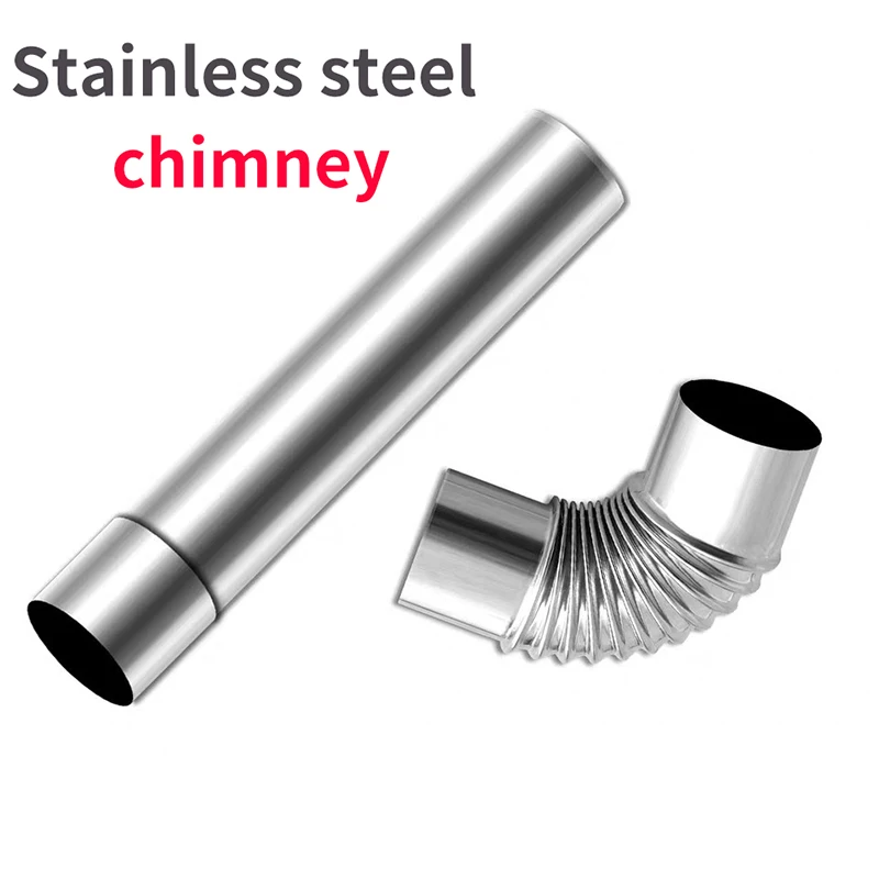 Stainless Steel Chimney Outdoor Household Rural Heating Smoke Exhaust Pipe Ventilation Camping Heating Stove Chimney Parts