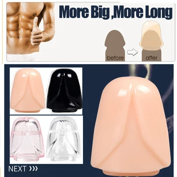 2pcs/set Male Glans Sleeve Cock Ring Penis Condom Sex Toys for Men Foreskin Chastity Cage Delay Ejaculation Penis Enlargement 2