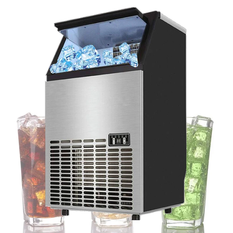 

Electric Ice Cube Machine Stainless Steel Generator Liquid Freezer Coffee Shops Ice Making Machine Commercial Ice Maker