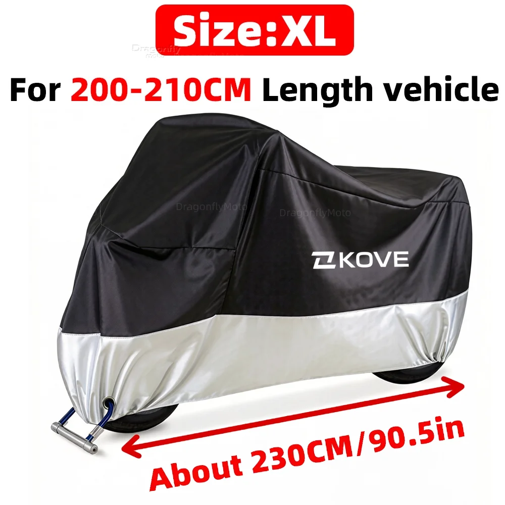Premium Motorcycle Cover, Silver Black - Waterproof, Dustproof, UV Protection