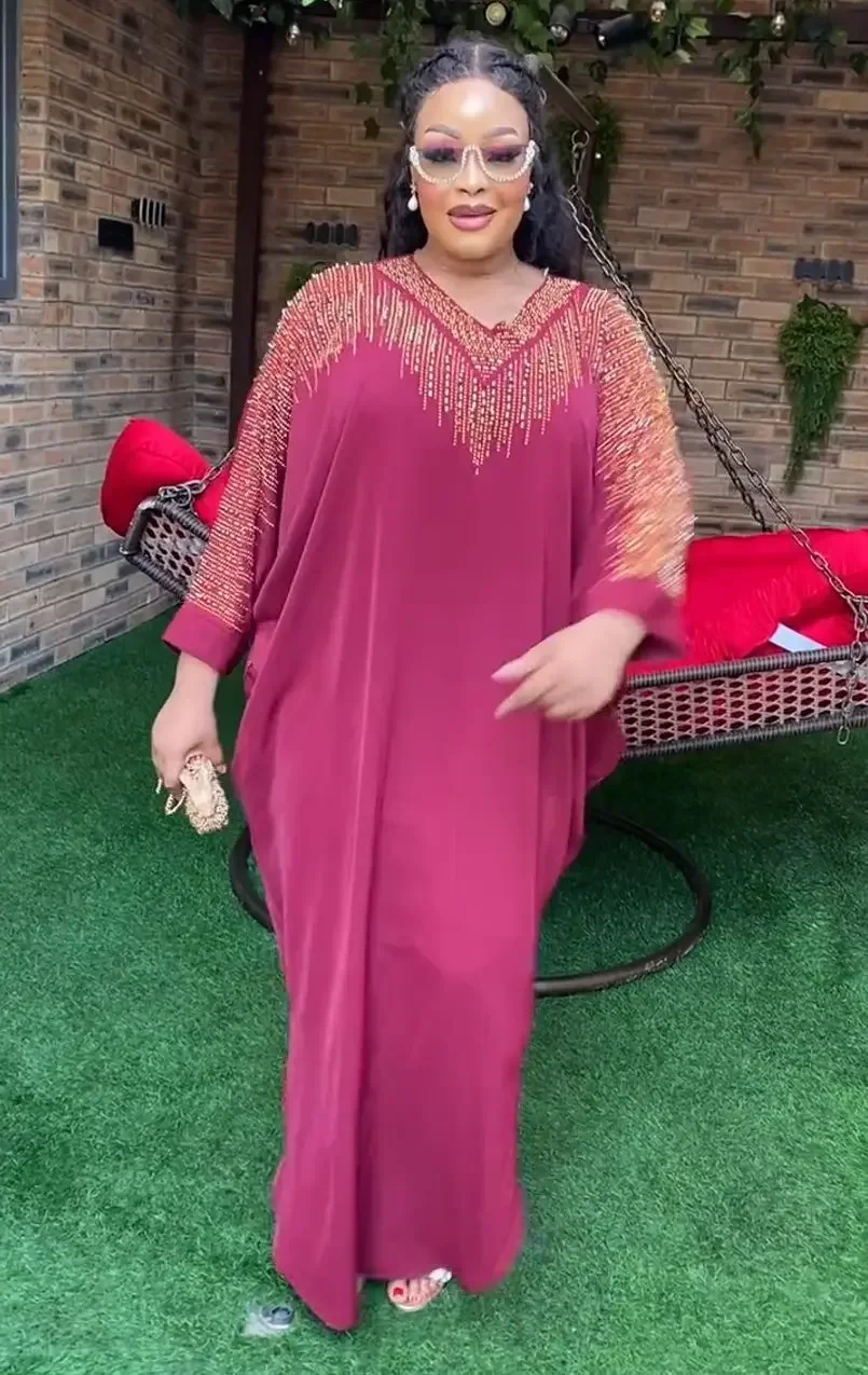 Plus Size African Dresses for Women Luxury 2024 Muslim Fashion Caftan Evening Party Long Maxi Dress Boubou Robe Africa Clothing