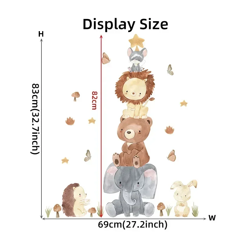 Cartoon Animals Wall Stickers for Children Kids Rooms Girls Boys Baby Room Decoration Wallpapper Elephant Bear Lion Wall Decals wall stickers vinyl decal stickers children room decoration