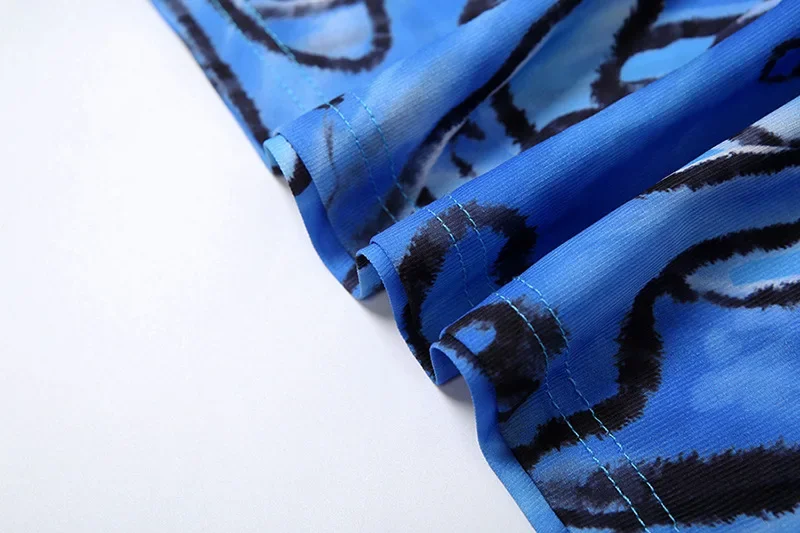 V324 Long Mesh Printed Dress & Bolero Blue main image 1