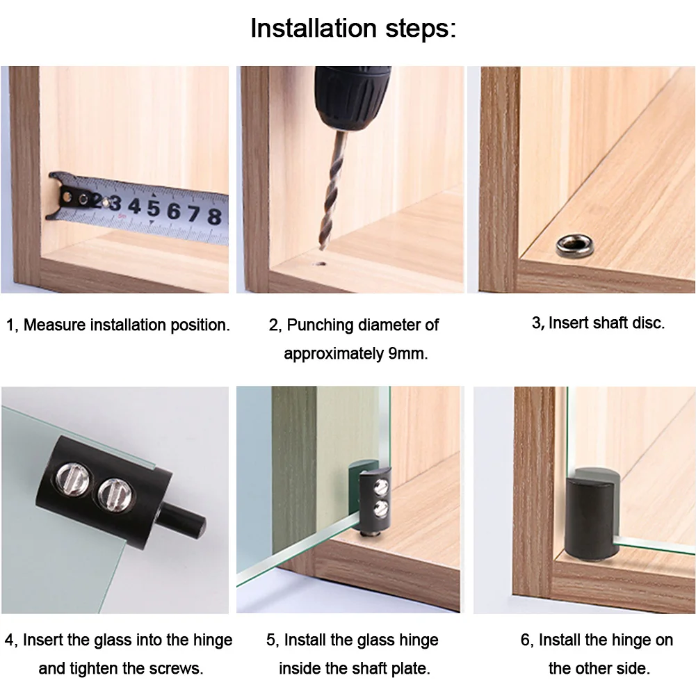 Door Hinges Glass Door Hinges Up and Down Rotating Shaft Copper Bracket Swing Clear Glass Shower Hardware Hinge For Shower Door 3-8mm