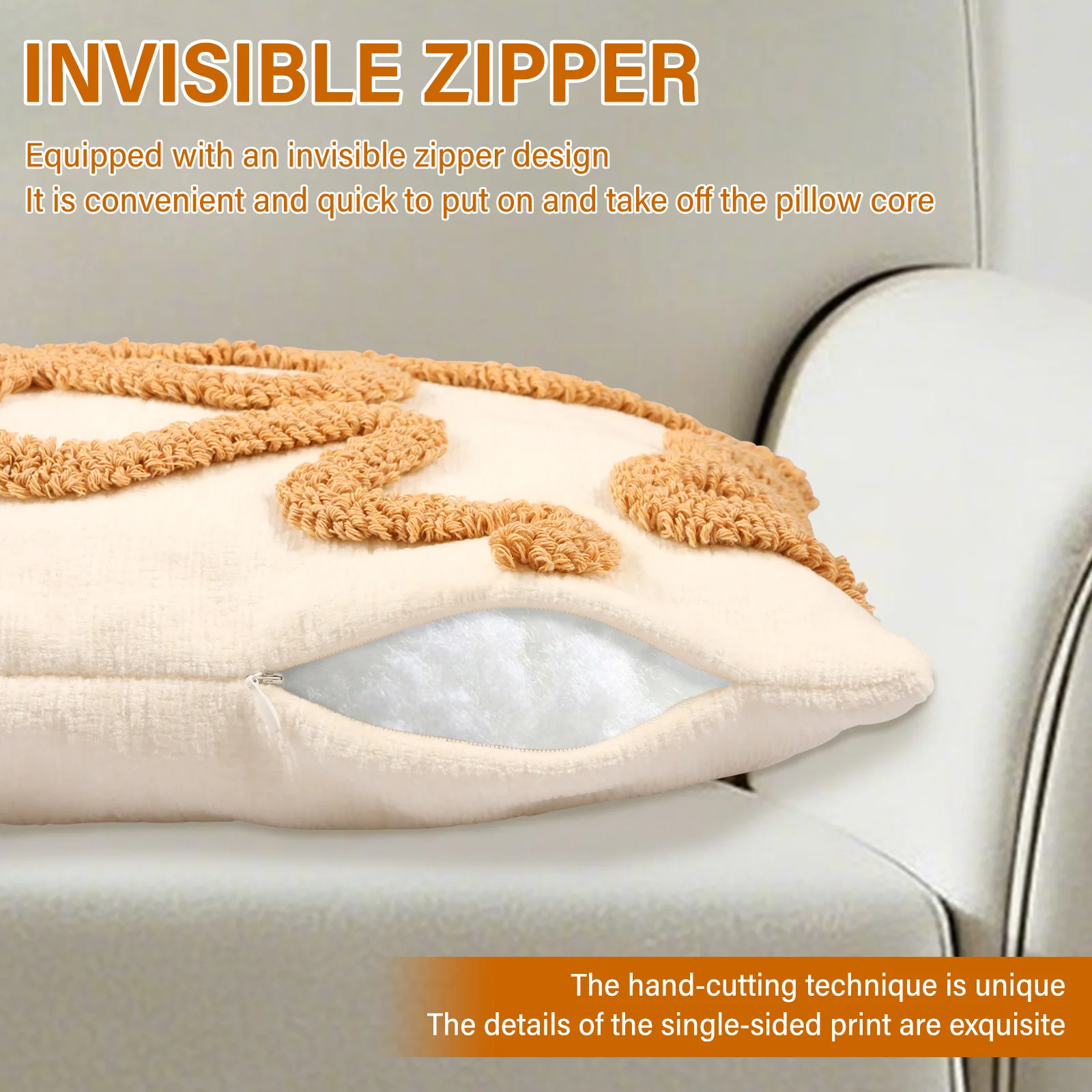 Tufted Throw Pillow Cover 30x50 CM Decorative Pillow Cushion Case Boho Neutral Throw Pillow Decoration for Bedroom Bed Couch