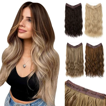 SARLA Synthetic Wave Invisible Wire Clip in Hair Extensions Fish Line With Clips Hairpiece Ombre Fake Hair Piece For Woman 1