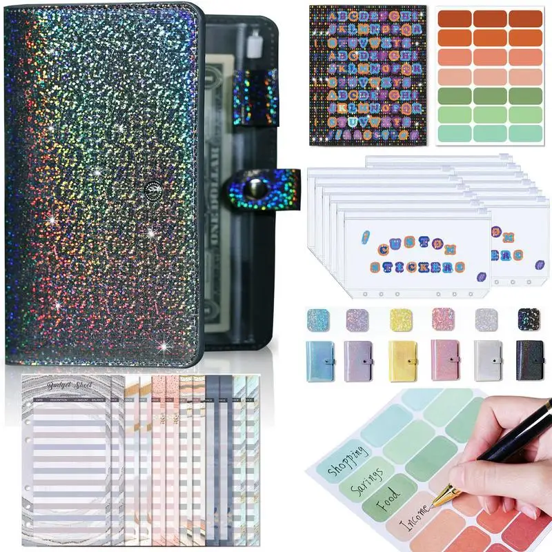 

A6 из искусственной кожи системный набор для блокнота с бумажными карманами для денег, экономия средств, органайзер для купюр