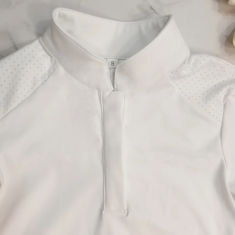 MXLLINA White Equestrian LongSleeve T-Shirts Women Breathable Sport Horse Riding Clothes Training Competition Shirt Gym Top 4
