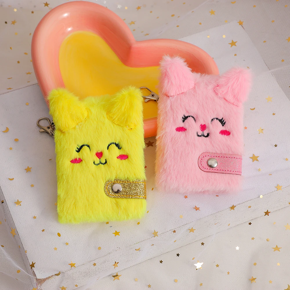 Kawaii Plush Mini Notebooks for Daily Notes Keyring Notepad