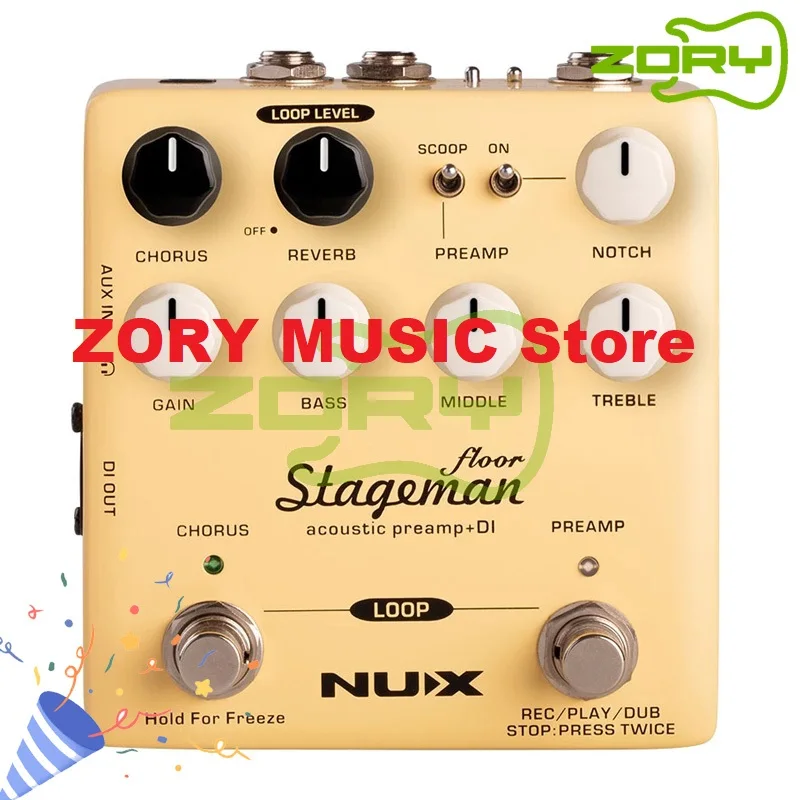 

NUX NAP-5 Stageman Floor Acoustic Preamp DI Guitar Effect Pedal Chorus Reverb Freeze 60s Loop for Guitar Violin Mandolin Banjo