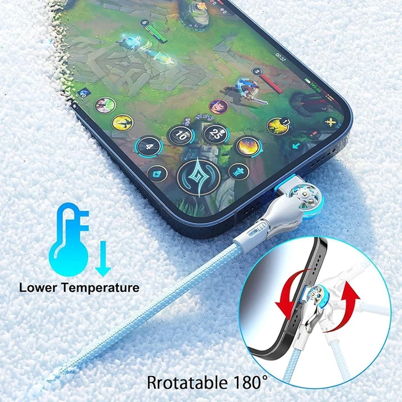 PD 60W 엘보우 180 ° 삼성 S24 S23 S22 Ultra A54 A53 Note 20 Plus 5G USB C-Type C 케이블 용 학위 회전 초고속 충전