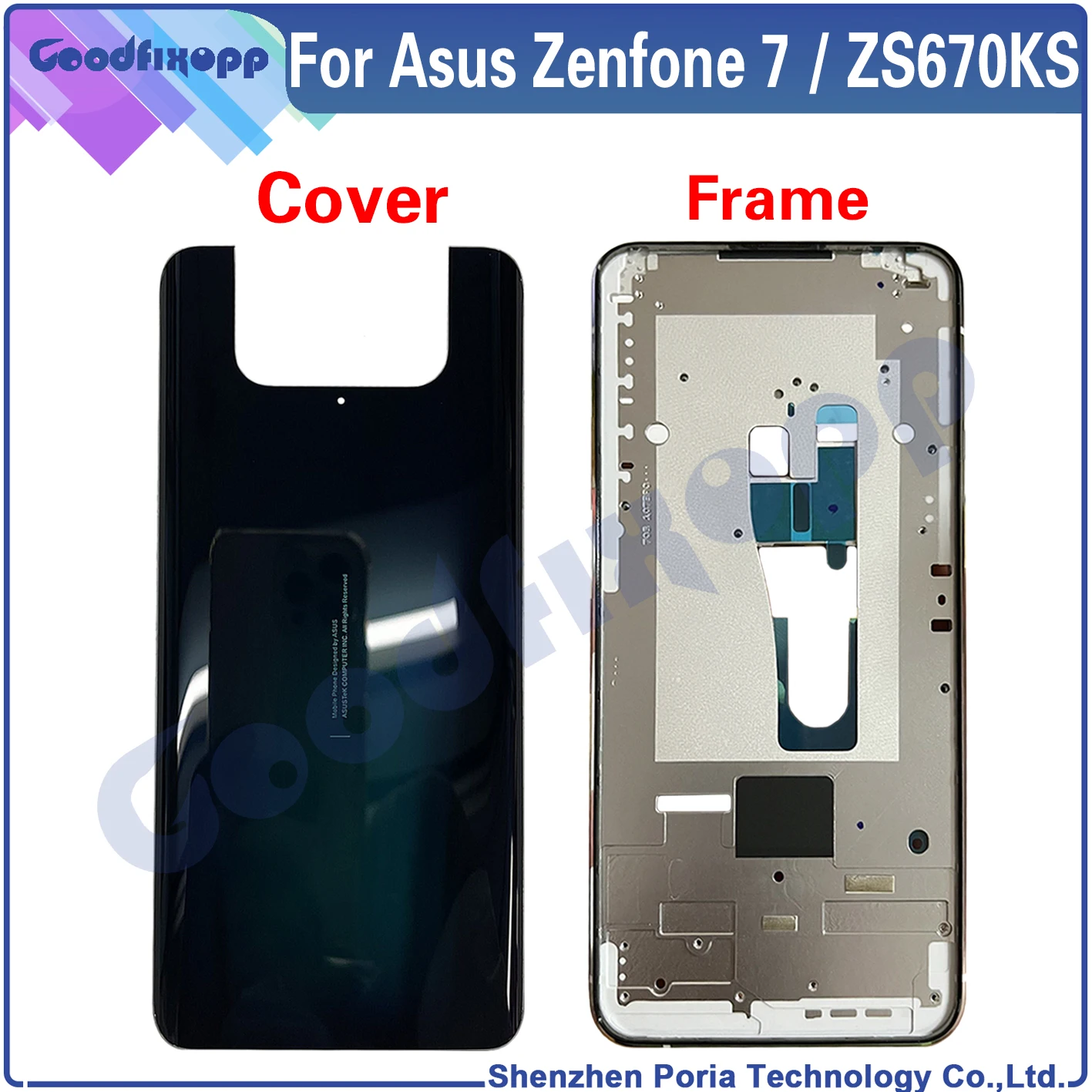 

6.67" inch For Asus Zenfone 7 ZS670KS Front Frame Battery Back Cover For Asus Zenfone7 I002D Middle Frame Rear Case Cover