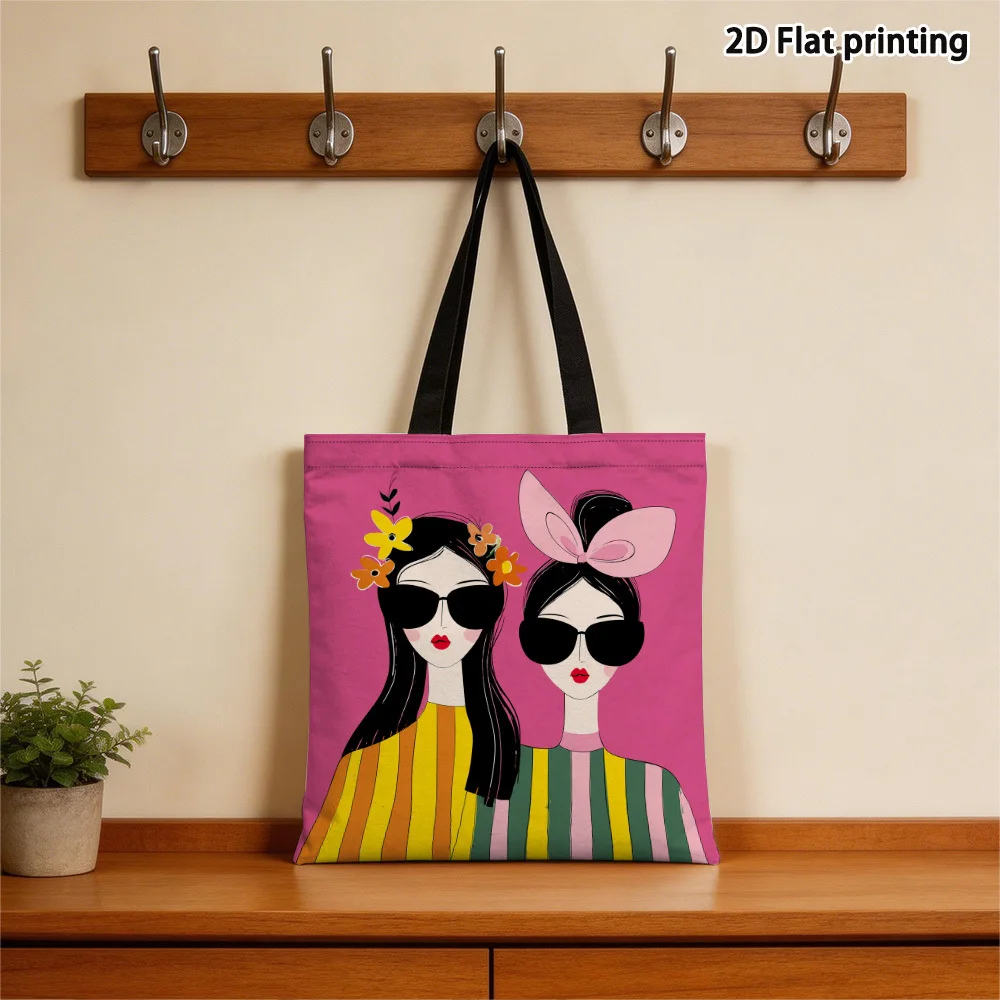 Chic Reusable Tote Bag with Stylish Print - Perfect for Shopping, Groceries, and Beach Outings