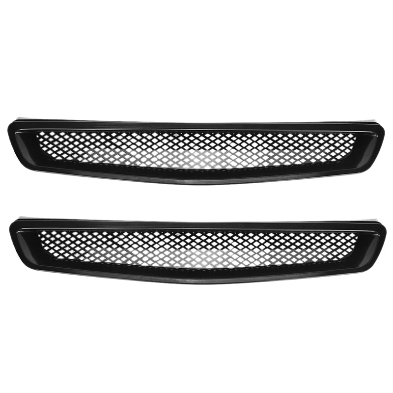 

2X EK T-R Style Front Bumper Hood Mesh Grill Racing Grille For Honda Civic EK CX DX EX Type R 1999-2000 Glossy Black