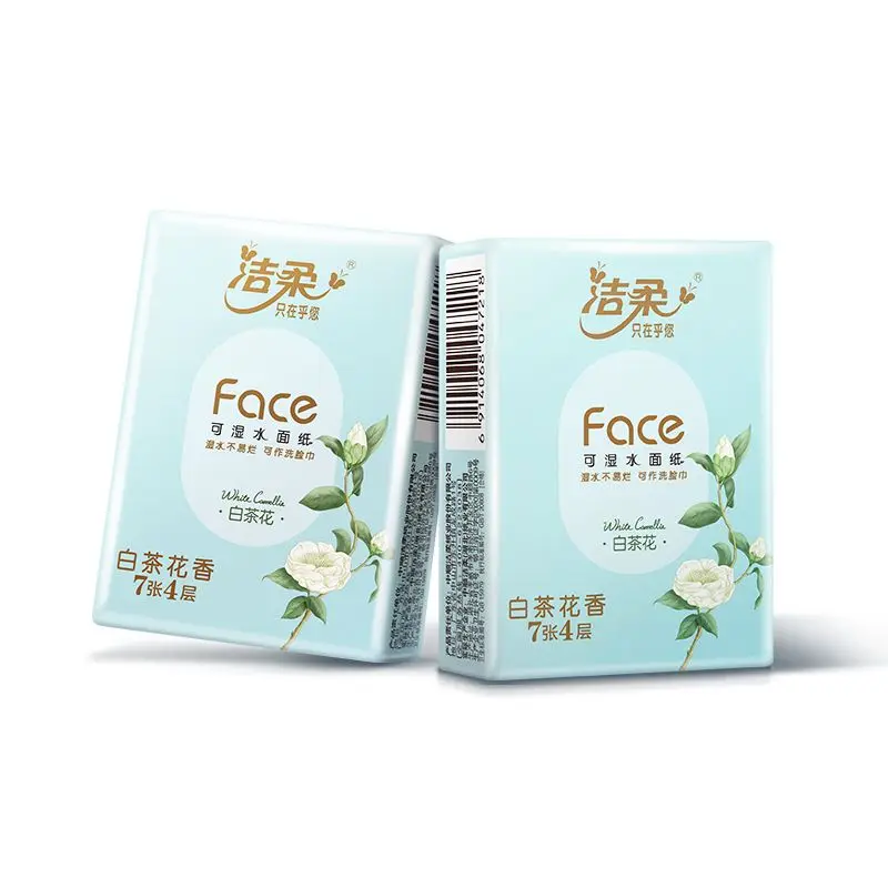Camellia Scented Handkerchiefs Portable Small Packs of Facial Tissues Napkins 4 Ply of Thickened Pliable Wet Water Usable