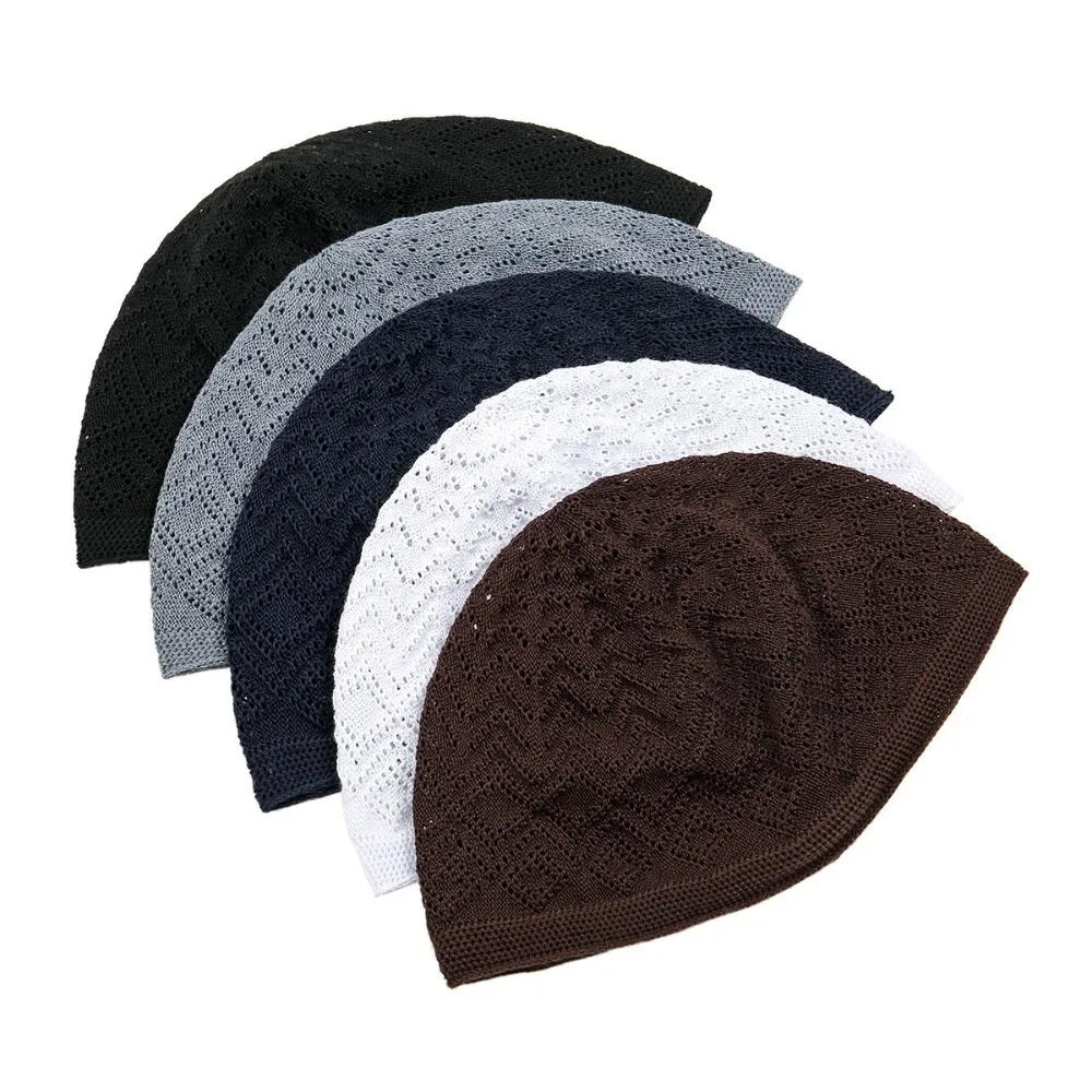 Muslim Men Prayer Hats Unisex Winter Warm Knitted Beanie Cap Islam Jewish India Caps Musulman Arab Men's Kippah Homme Hat 4