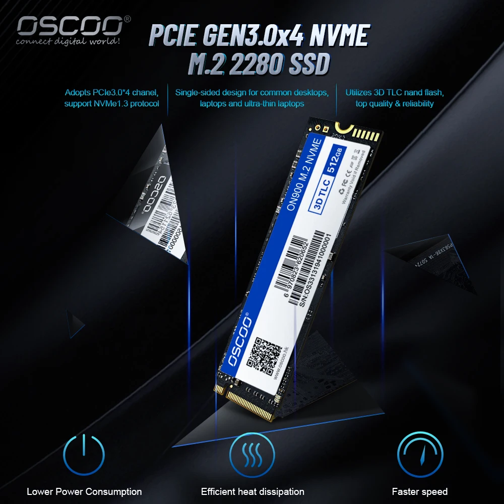 OSCOO 2280  ָ Ʈ ̺, Ʈ ũž 3D TLC ϵ ũ, NVMe 256GB, 512GB, SSD PCIe3.0 X4,  