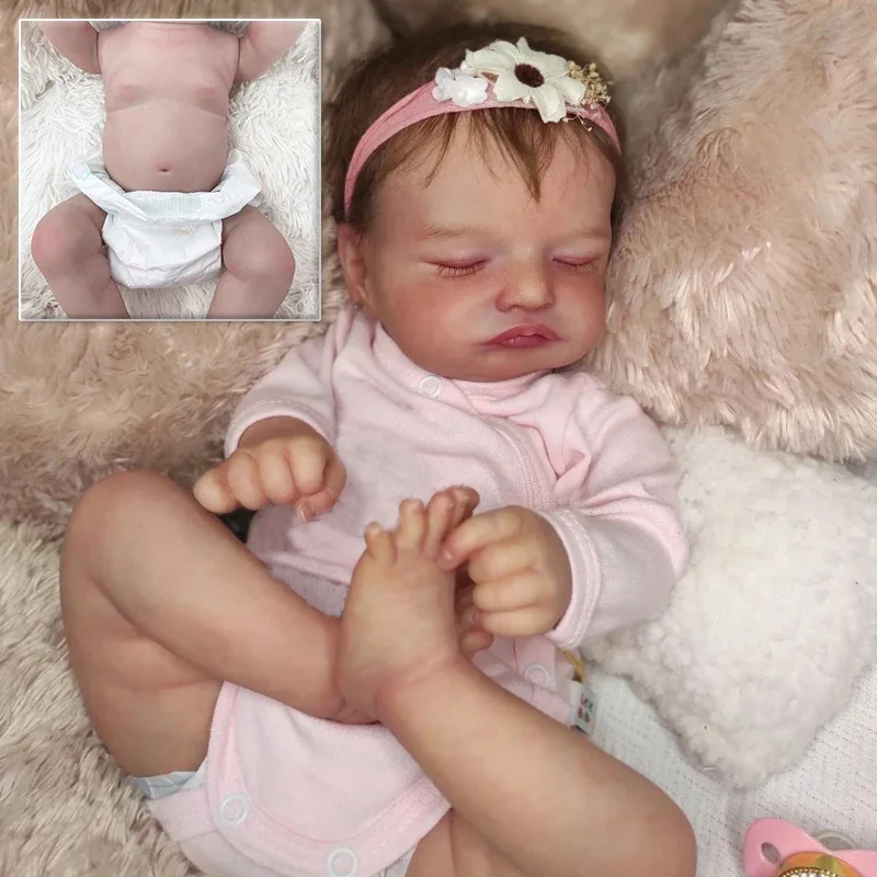

45cm Newborn Baby Full Body Vinyl Rosalie Lifelike Baby Multiple Layers Painted 3D Skin with Visible Veins Collectible Art Dolls