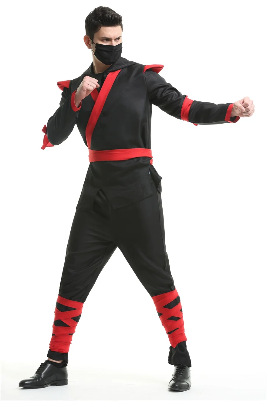 Men Japan Samurai Costumes Ninja Cosplay Clothes Suit For Adult Ninja Halloween Carnival Fancy Party Dress