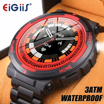 EIGIIS New Smart Watch Men 3ATM Waterproof 1.53" KT75 Outdoor Sports With LED Flashlight Health Monitoring Bluetooth Call Camouf