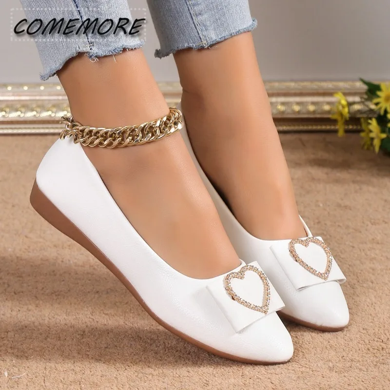 Pointed Toe White Belly Shoes For Girl Spring Woman's Flats Shoes