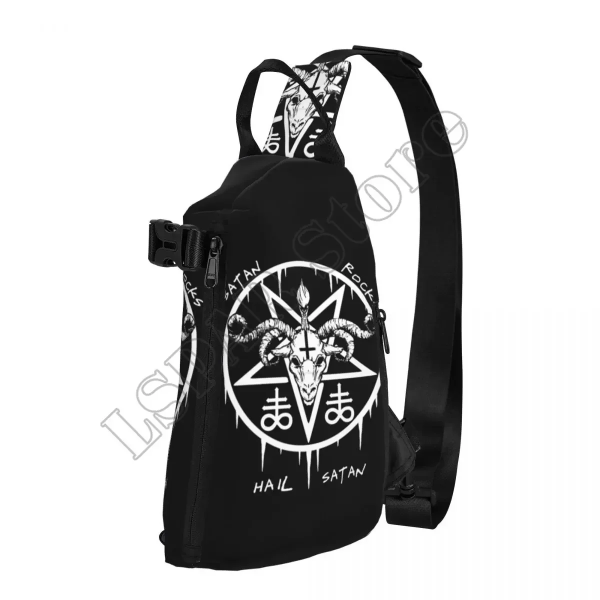 

Satanic Occult Chest Bags Men Satanic Occult Graphic Shoulder Bag Aesthetic School Small Bag Trip Running Sling Bags