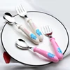 2pcs/Set Baby Gadget Tableware Children Utensil Stainles Steel Toddler Dinnerware Cutlery Cartoon Infant Food Feeding Spoon Fork 6