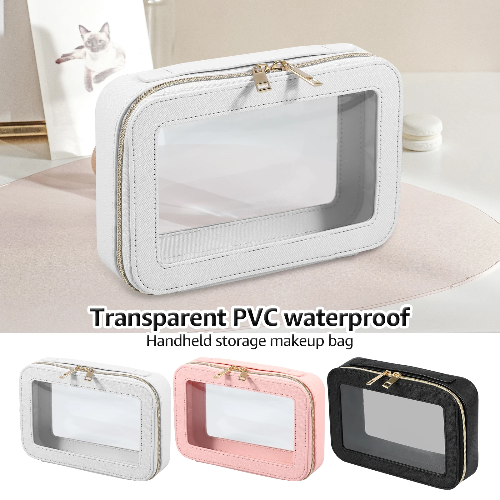 1Pc Clear Makeup Bags Large Capacity Cosmetic Storage Bags Waterproof Toiletry Travel Bag Stylish Makeup Pouch for Men and Women